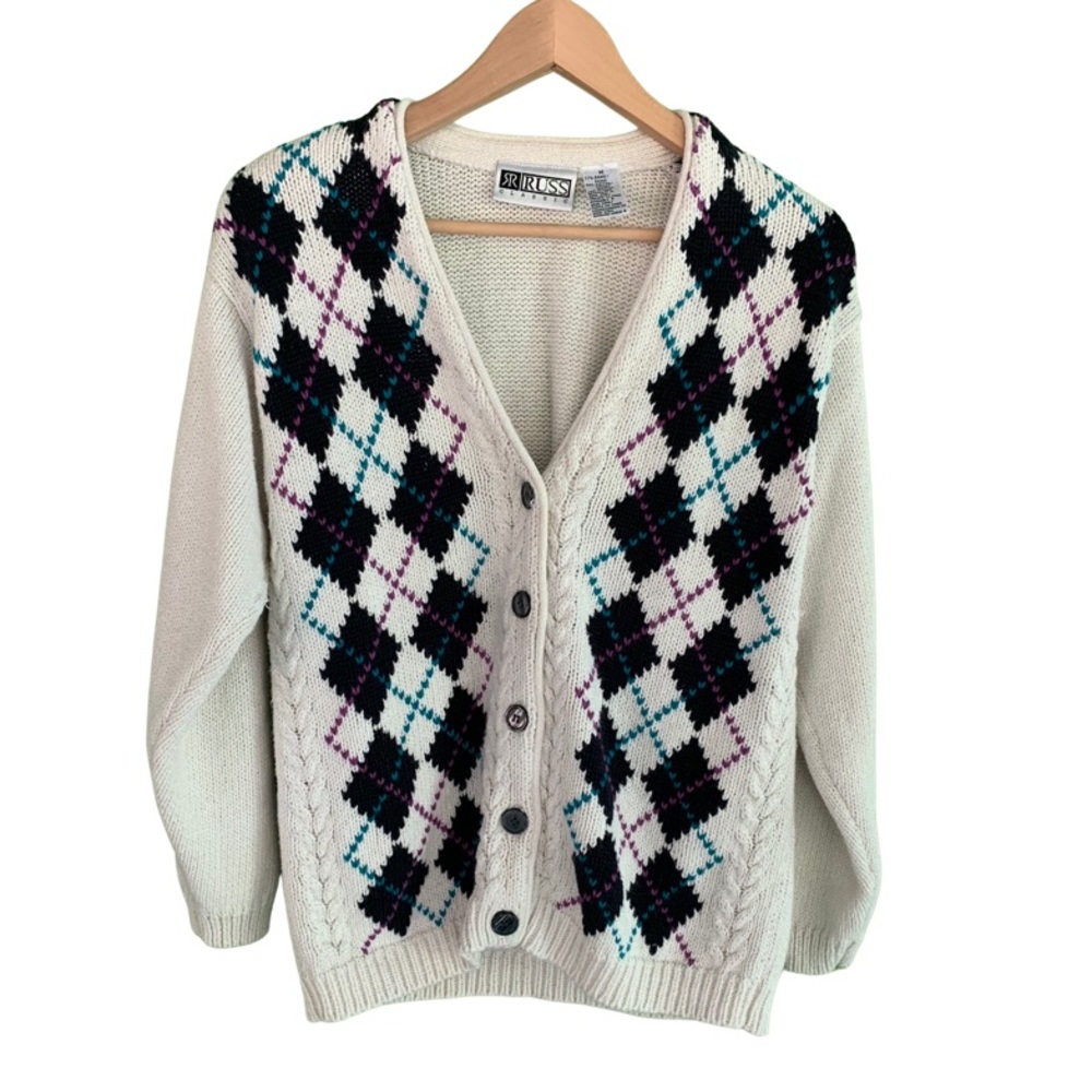 Granny Knit Argyle Sweater